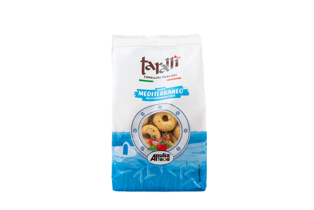Taralli viduržemio jūros skonio, 250 g.