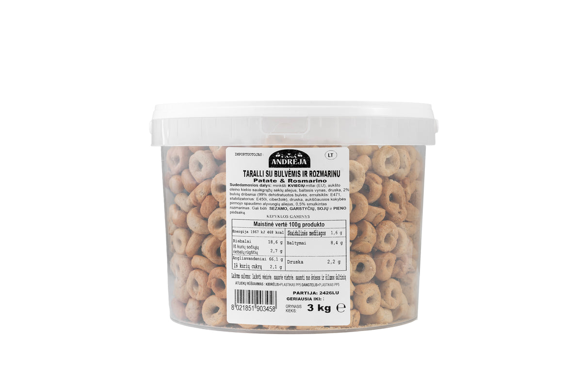 Taralli su bulvėmis ir rozmarinu, 3 kg.