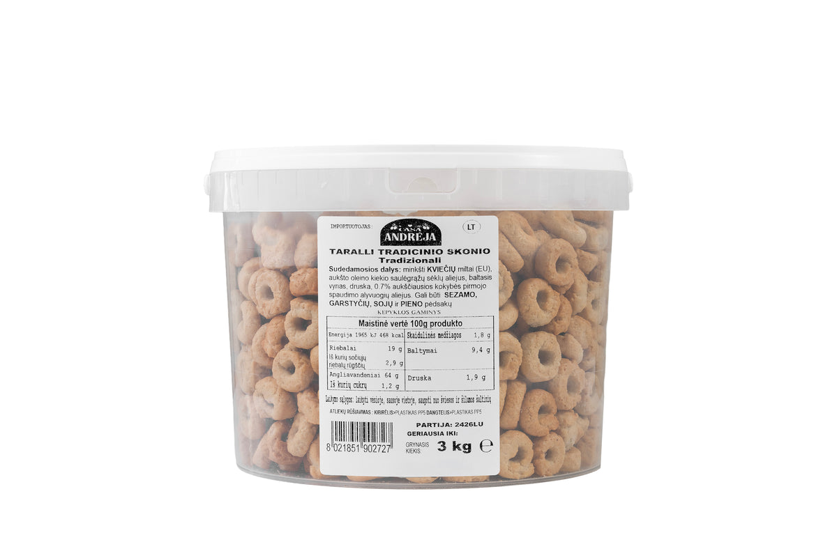 Taralli tradicinio (klasikinio) skonio, 3 kg.