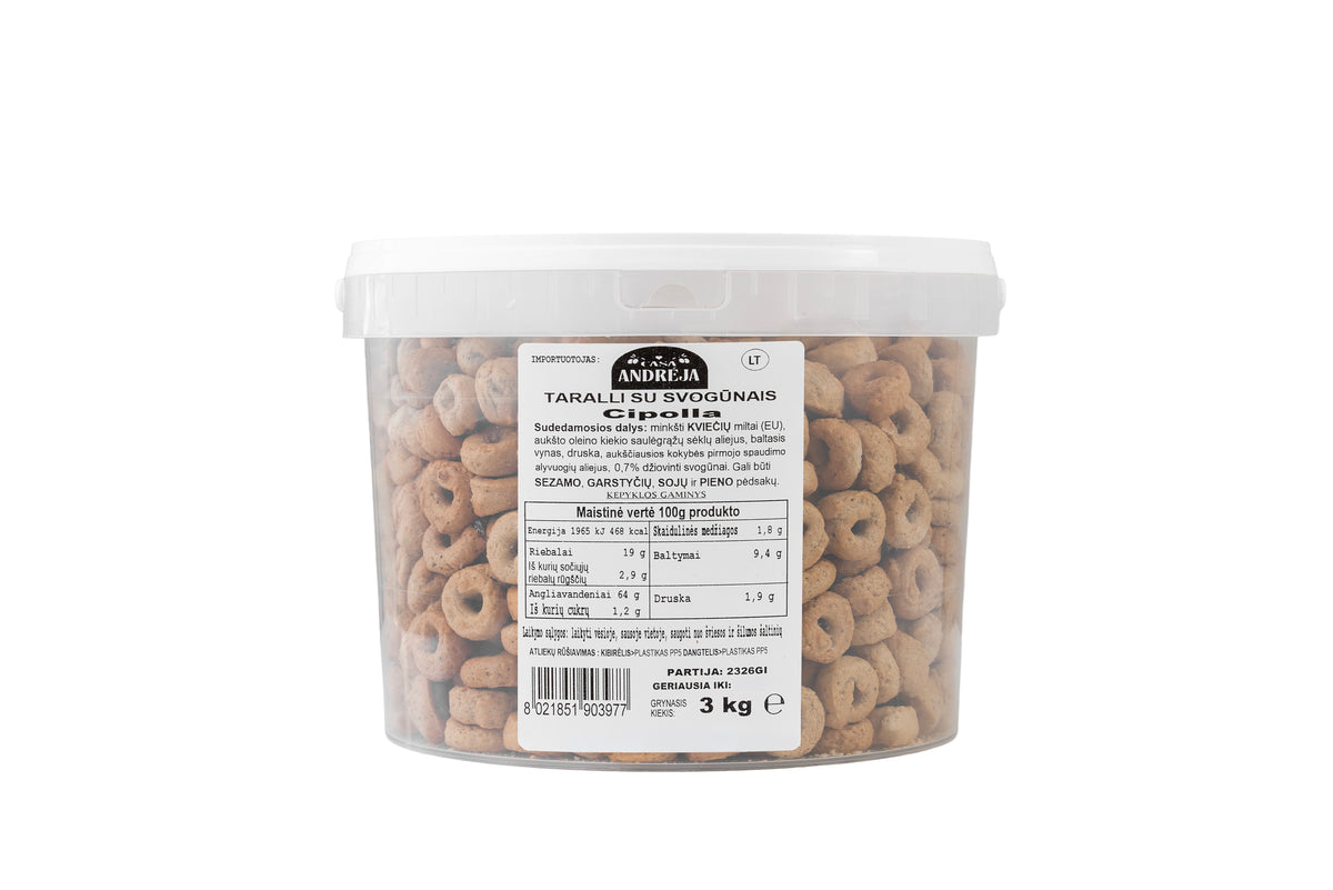 Taralli su svogūnais, 3 kg.
